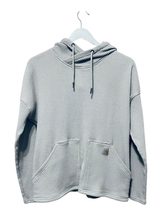 Carhartt Waffle Knit Hoodie Relaxed Fit Pullover Gray Kangaroo Pocket L - Picture 2 of 7